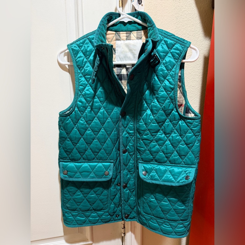 Burberry Teal Quilted  Vest